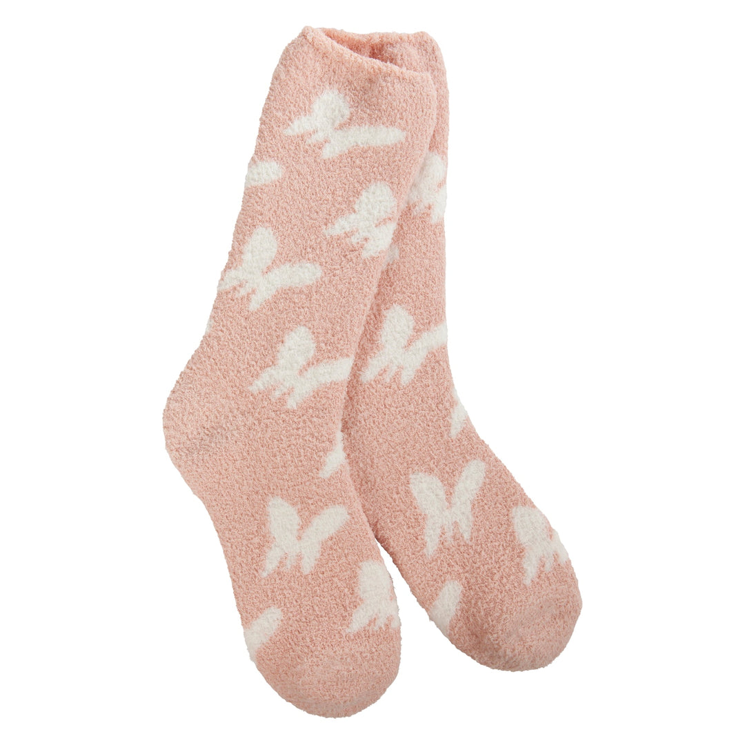 World's Softest Socks Cozy Butterfly Crew - Butterfly Rose