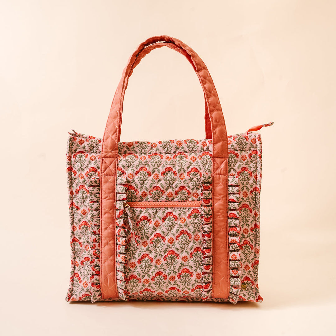 The Darling Effect The Everyday Quilted Tote Bag - Everbloom Dusty Rose