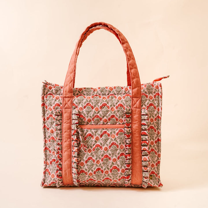 The Darling Effect The Everyday Quilted Tote Bag - Everbloom Dusty Rose