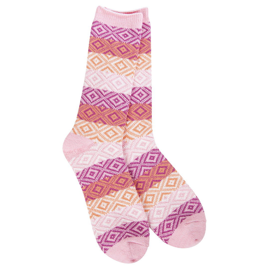 World's Softest Socks Weekend Gem Crew - Pink Multi