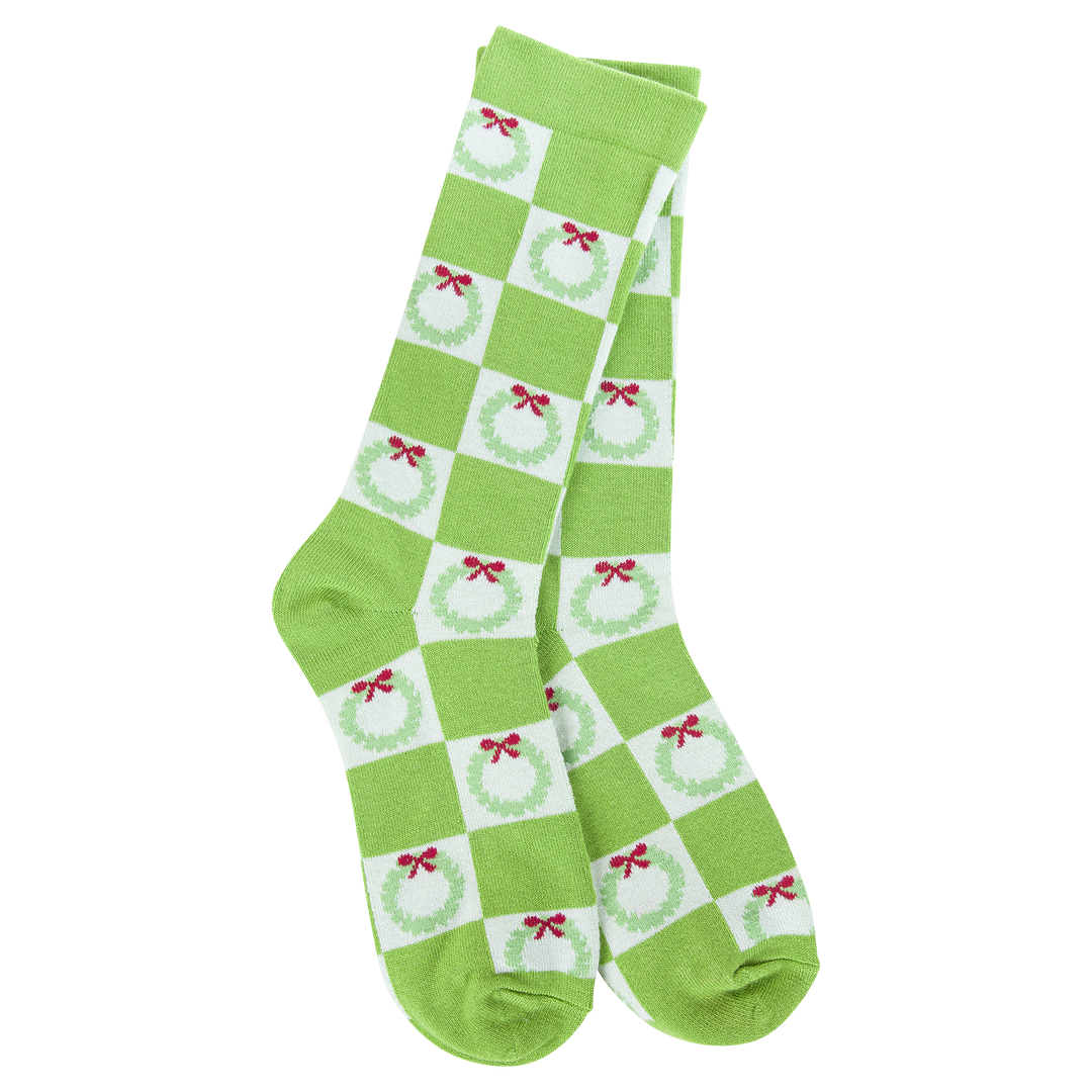 World's Softest Socks Holiday Crew - Wreath Check