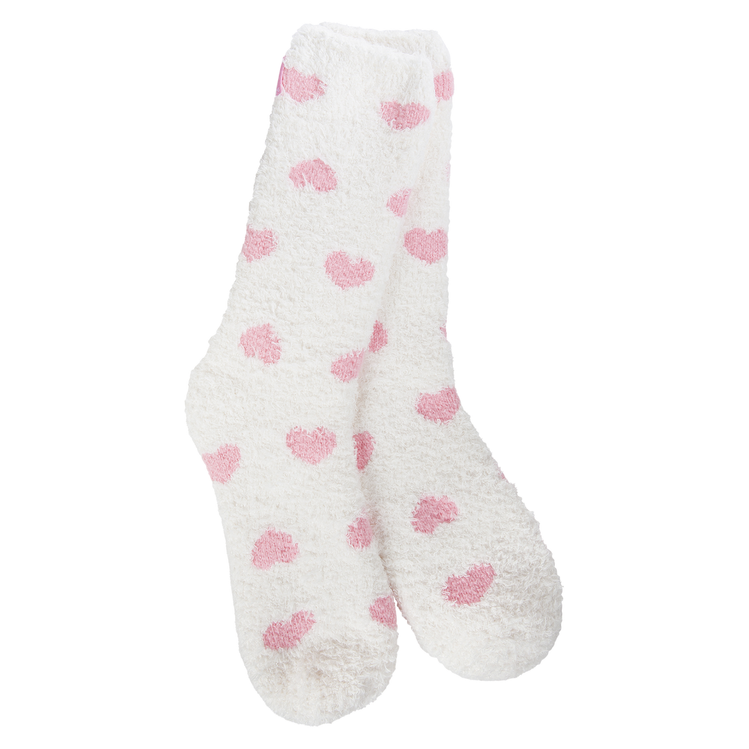 World's Softest Socks Holiday Spring Light Weight Cozy Crew - Up/Down Heart