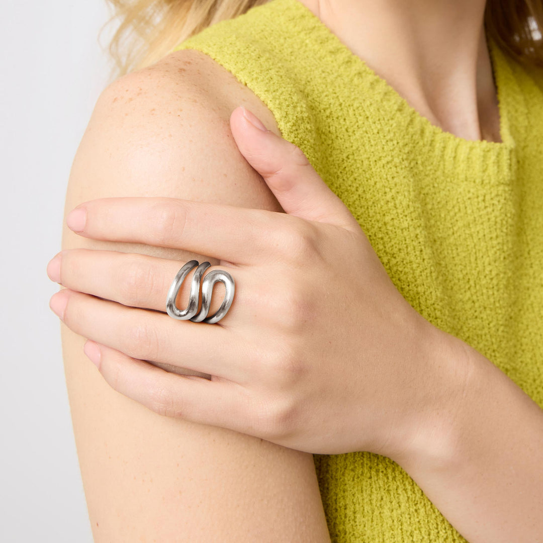 Julie Vos Wave Wrap Ring - Silver/Adjustable