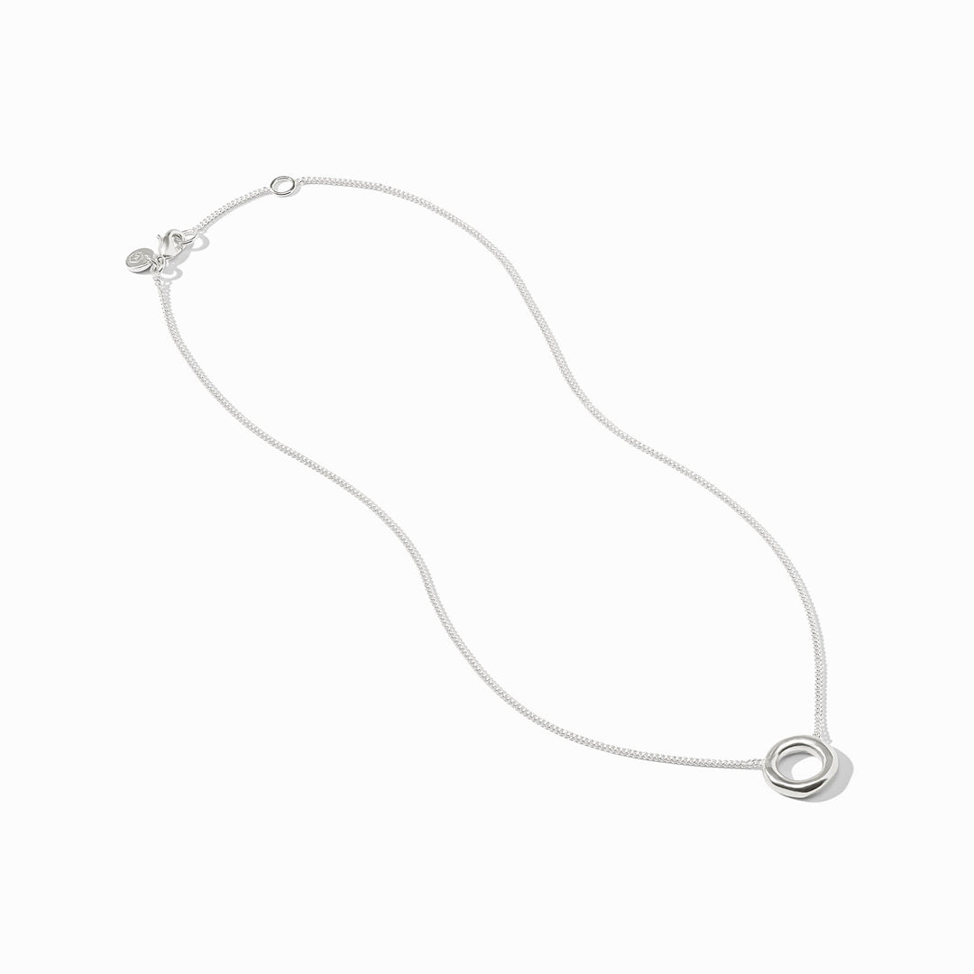 Julie Vos Wave Circle Delicate Necklace - Silver