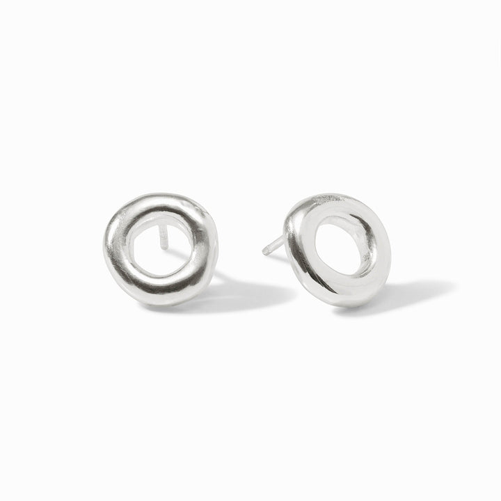 Julie Vos Wave Circle Stud Earrings - Silver