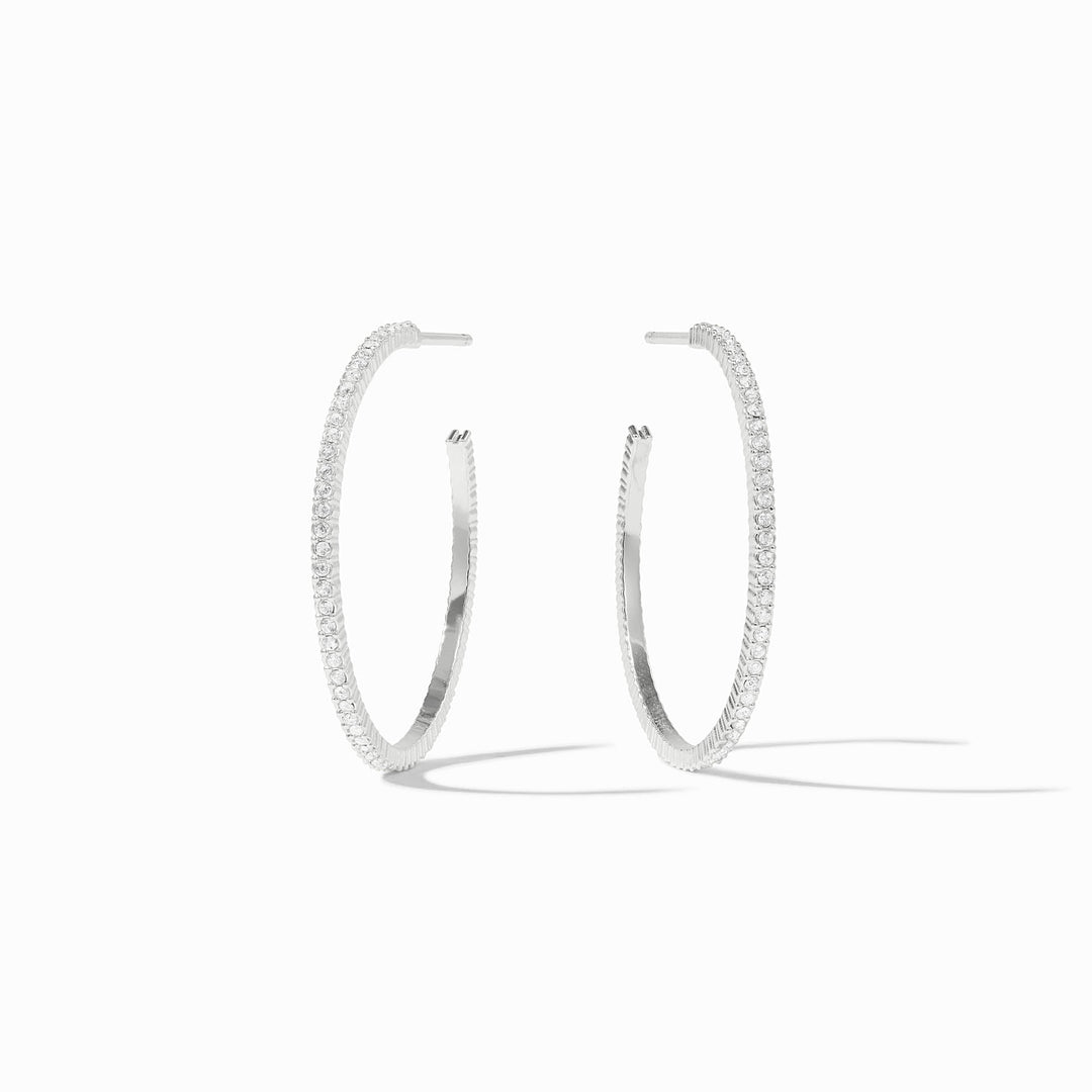 Julie Vos Windsor Hoop Earrings -  Silver/Cubic Zirconia/Medium