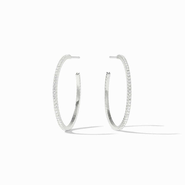 Julie Vos Windsor Hoop Earrings -  Silver/Cubic Zirconia/Medium