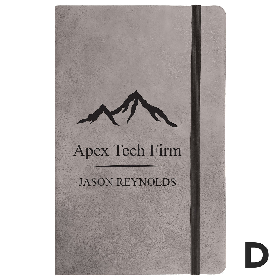 PGD Notebook - Faux Leather Large Gray w/Personalization