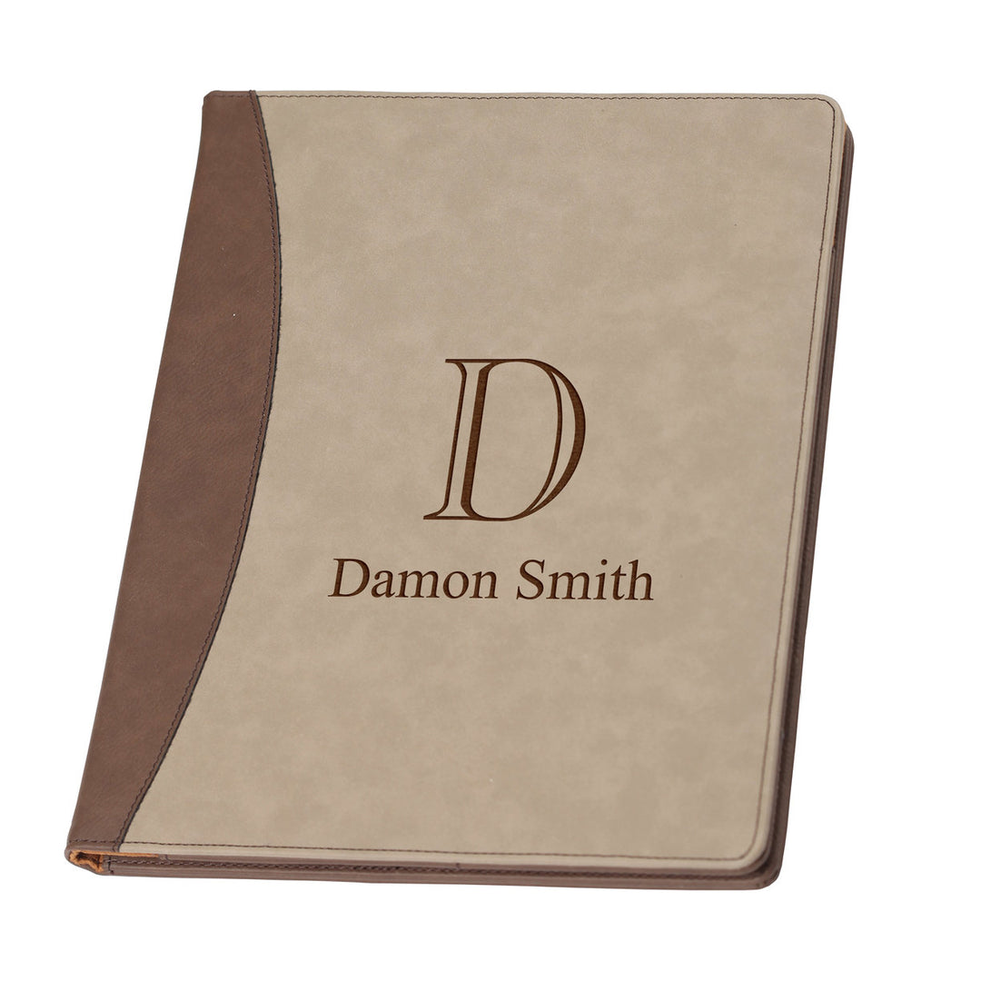PGD Faux Leather Padfolio Large w/Personalization - Brown & Tan