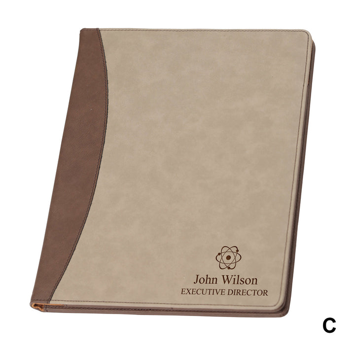 PGD Faux Leather Padfolio Large w/Personalization - Brown & Tan