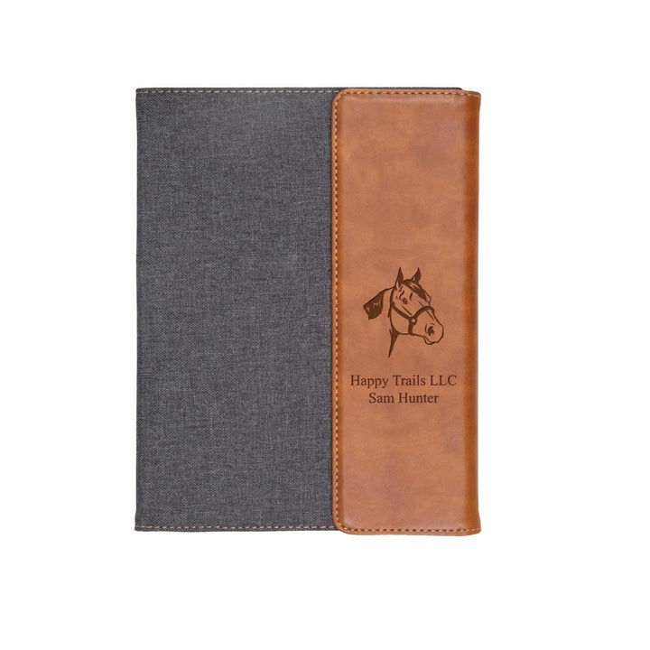 PGD Padfolio - Faux Leather Small w/Personalization - Grey & Tan