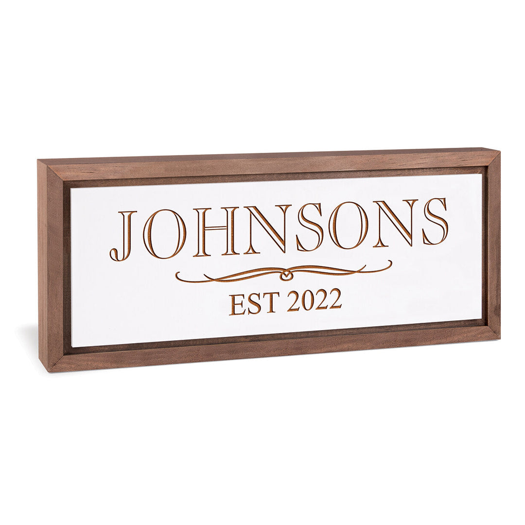 PGD Framed Sign - White Faux Wood w/Personalization
