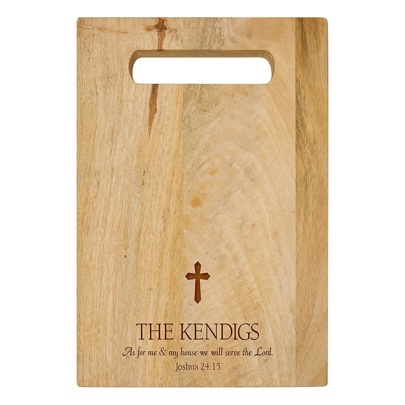 Solid Acacia Cutting Board With Carry Handle w/Personalization