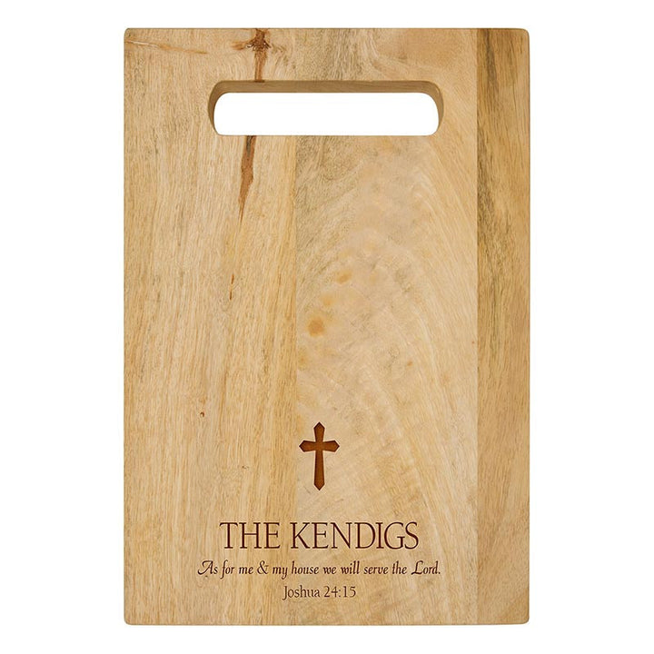 Solid Acacia Cutting Board With Carry Handle w/Personalization