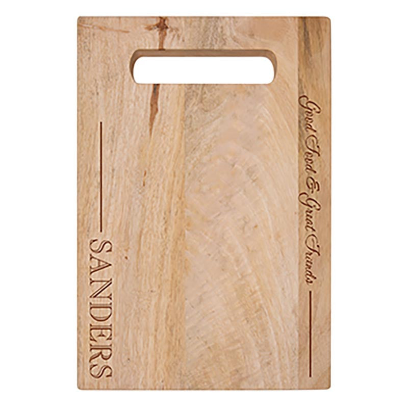 Solid Acacia Cutting Board With Carry Handle w/Personalization