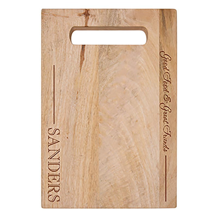 Solid Acacia Cutting Board With Carry Handle w/Personalization