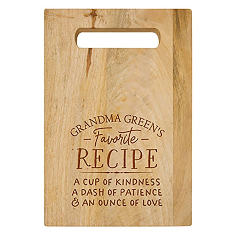 Solid Acacia Cutting Board With Carry Handle w/Personalization