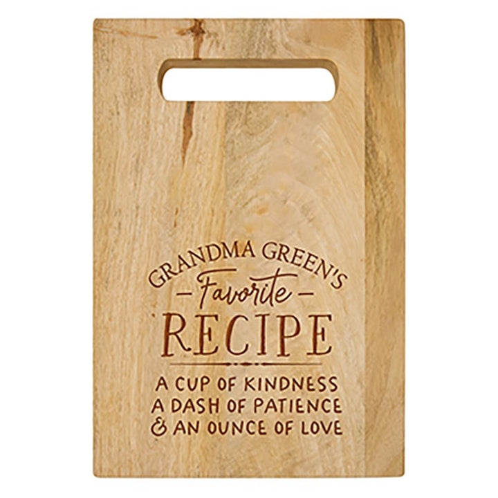 Solid Acacia Cutting Board With Carry Handle w/Personalization