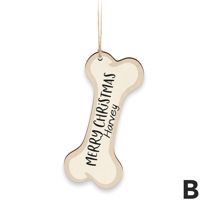 PGD Ornament - Dog Bone w/Wreath & Personalization