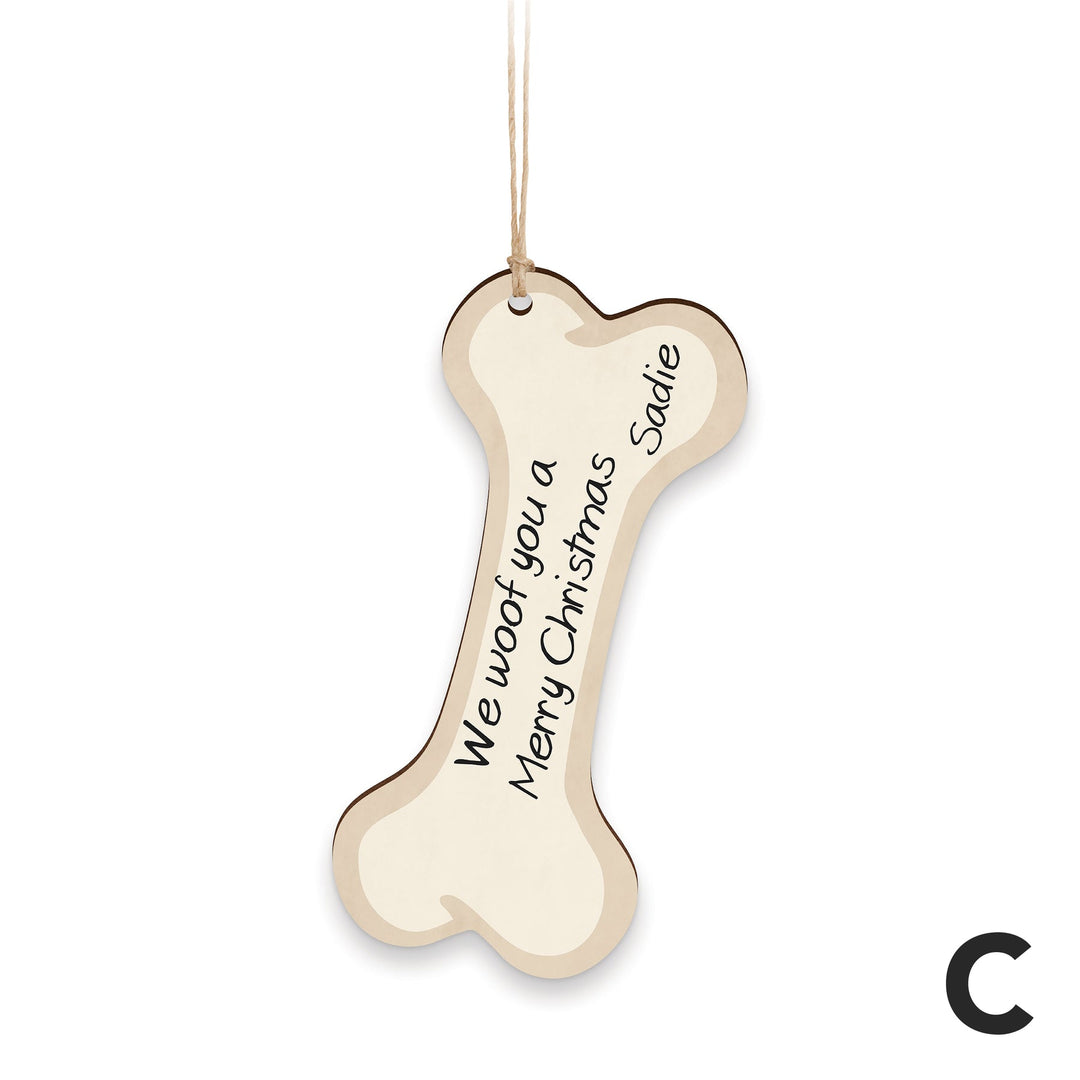 PGD Ornament - Dog Bone w/Wreath & Personalization