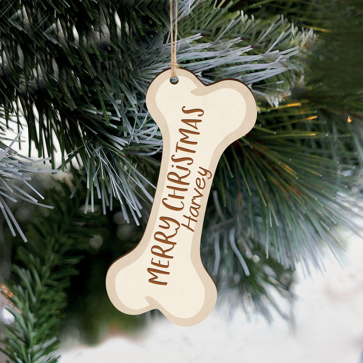 PGD Ornament - Dog Bone w/Wreath & Personalization