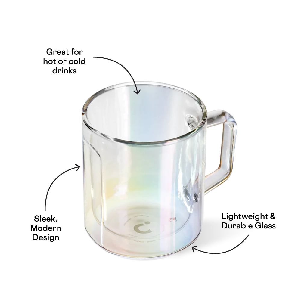 Corkcicle 12oz Glass Coffee Mug Set (2)