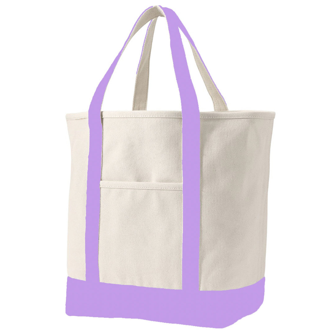 Karma Collection Natural Open Top Canvas Tote Bag w/ 1 Name - Lavender