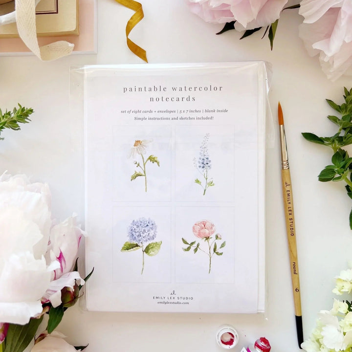 Emily Lex Watercolor Notecard Set - Garden Flowers