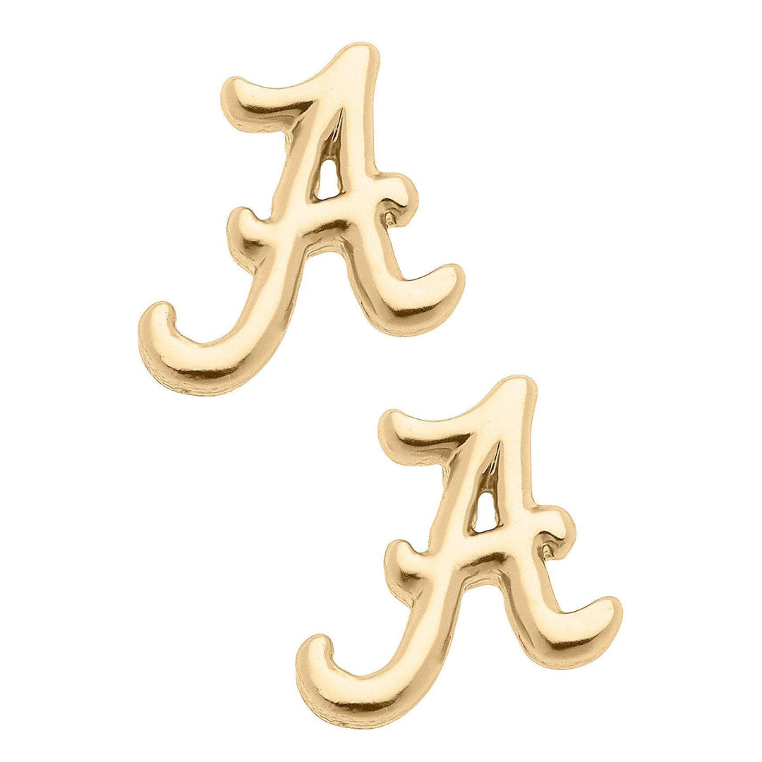 Canvas 24K Gold Plated Stud Earrings - Alabama Crimson Tide