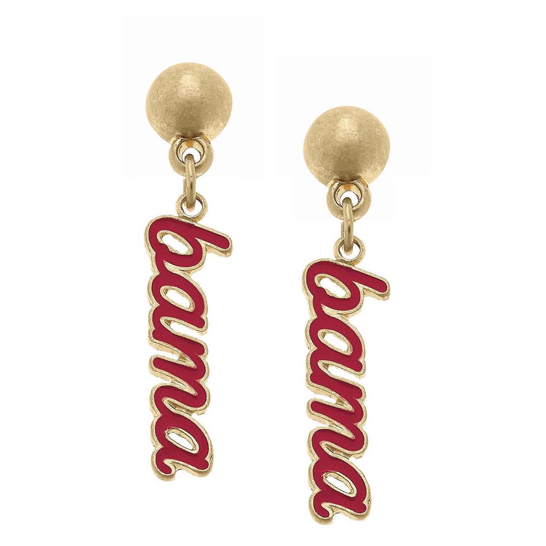 Canvas Enamel Script Earrings - Alabama Crimson Tide