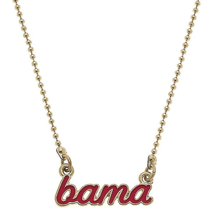 Canvas Enamel Script Necklace - Alabama Crimson Tide