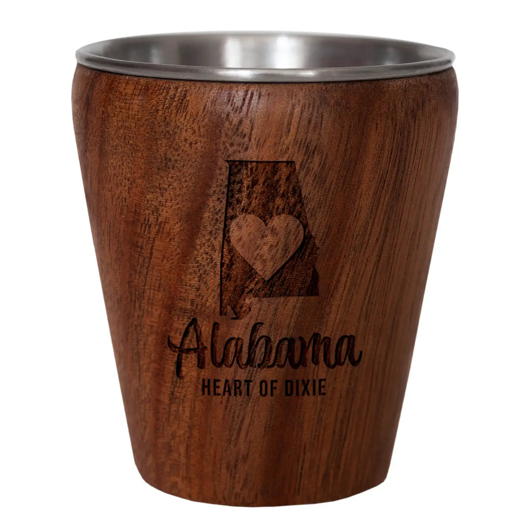 Totally Bamboo TB Home® Alabama Acacia Wood Engraved Shot Glass