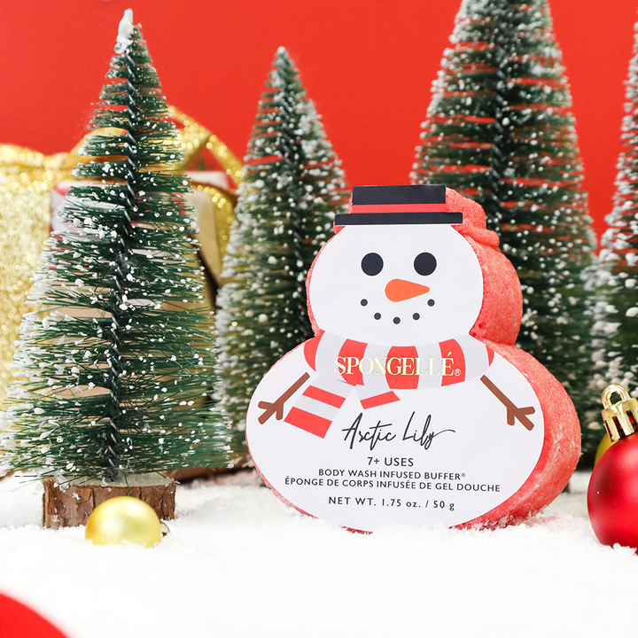 Spongellé® Arctic Lily | Holiday Snowman Bath Sponge - 7+ WASHES