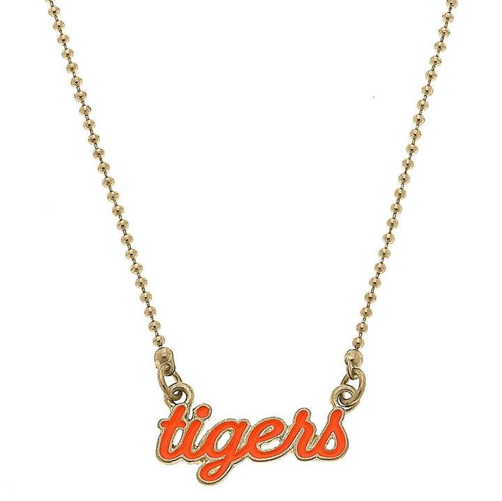 Canvas Enamel Script Necklace - Auburn Tigers