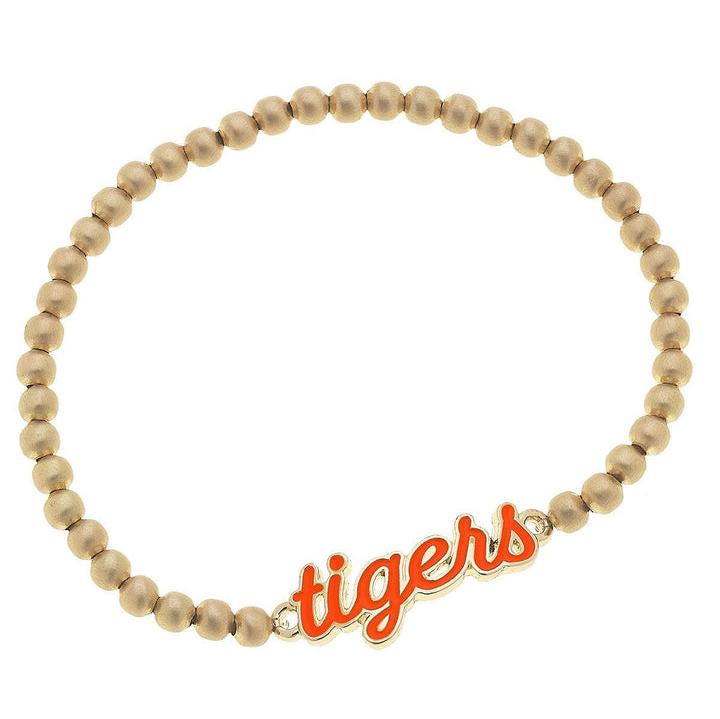 Canvas Enamel Script Stretch Bracelet - Auburn Tigers