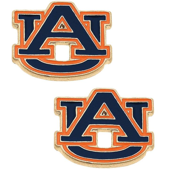 Canvas Logo Enamel Stud Earrings - Auburn Tigers