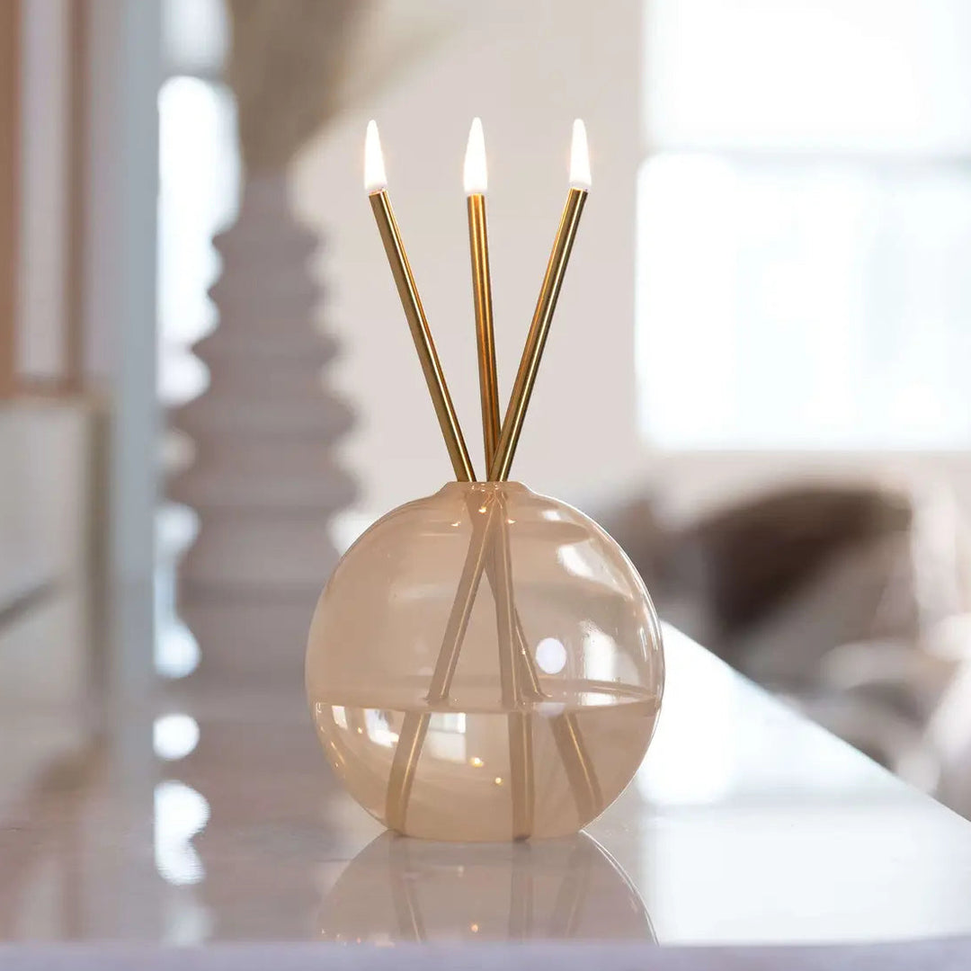Everlasting Candle Neva Pampas Vase Set w/Gold Candles & Oil