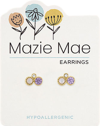 Mazie Mae Gold Purple Trio Stud Earrings