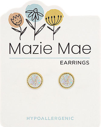 Mazie Mae Gold Sparkling White Opal Stud Earrings