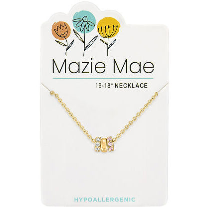 Mazie Mae Gold Trio CZ Wheel Charm Necklace