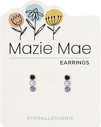 Mazie Mae Silver Purple Vertical Trio Stud Earrings