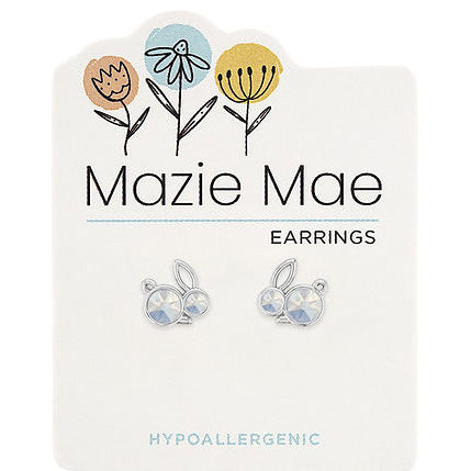 Mazie Mae Silver White Opal Bunny Stud Earrings