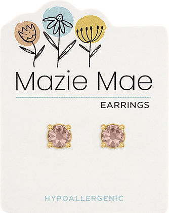 Mazie Mae Gold Vintage Rose Solitaire Stud Earrings