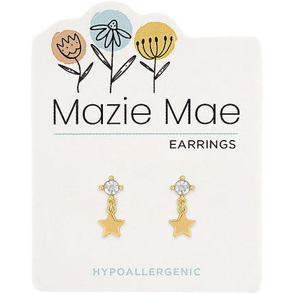 Mazie Mae Gold CZ Star Drop Stud Earrings