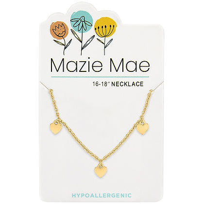 Mazie Mae Gold Multi Dangle Heart Necklace