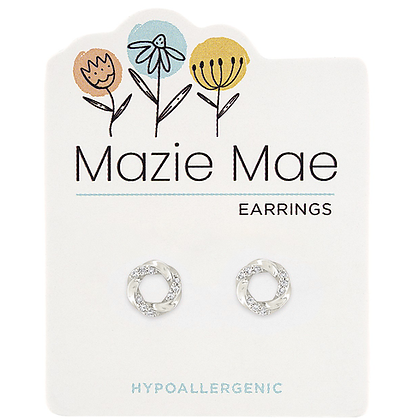Mazie Mae Silver Twisted CZ Loop Stud Earrings