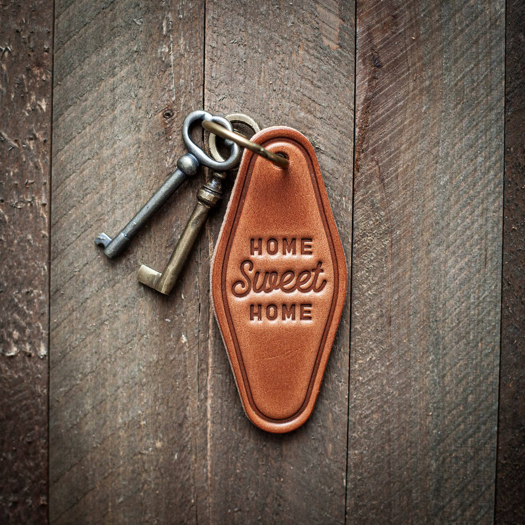 Sugarhouse Home Sweet Home Leather Motel Style Keychain