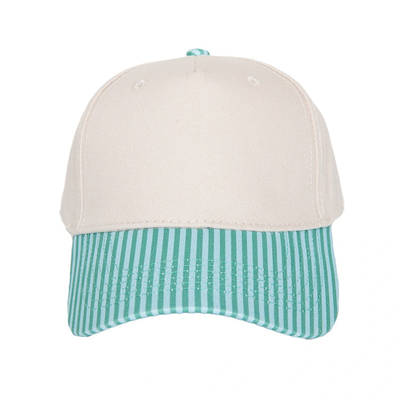 Katydid Striped Vintage Hat - Aqua and Green