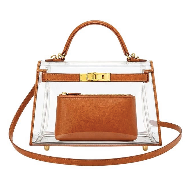 Polka Dots Clear Buckle Bags - Brown