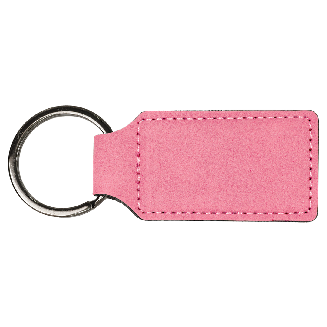 Pink Leatherette Rectangle Keychain